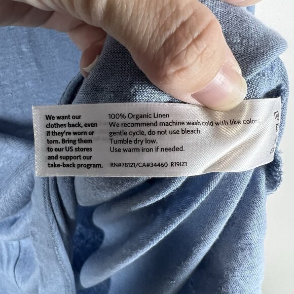 Eileen Fisher Linen Blue 3/4 Sleeve Tunic Top Women's Size‎ Medium Minimalist - Picture 5 of 8